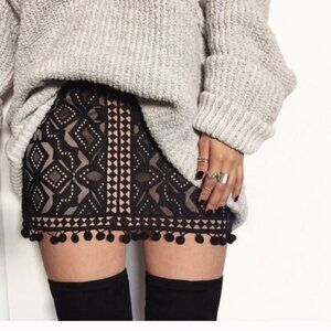 For Love & Lemons Florence Lace Pom Pom Mini Skirt ASO Ashley Benson